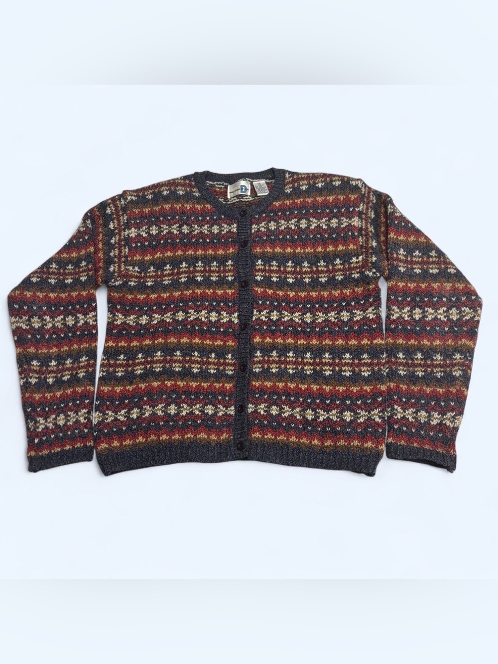 Vtg Paul Harris Design Fair Isle Cardigan Sweater M Wool Blend Cottagecore